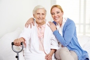 Grandmother and Daugther with Crane