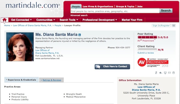 Diana Santa Maria’s Profile on martindale.com