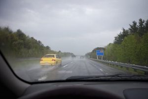 Hydroplanin on wet road