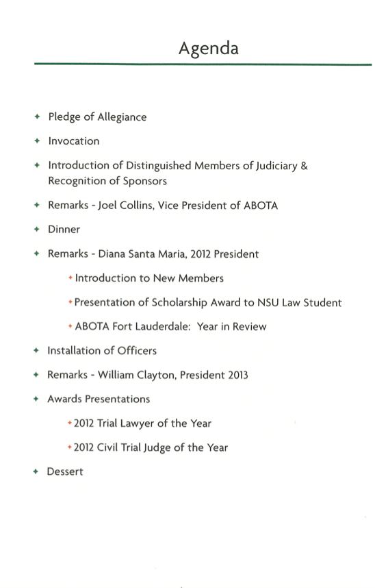 2013 Judges' Night Agenda